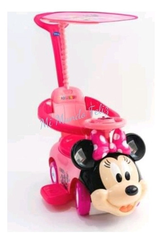 Buggie Correpasillos Minnie Disney Musical Con Sombrilla Color rosado con turquesa