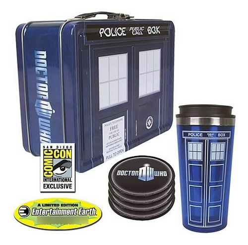 El Doctor Who Tardis Lata De Mano Lote - Exclusivo Sdcc.