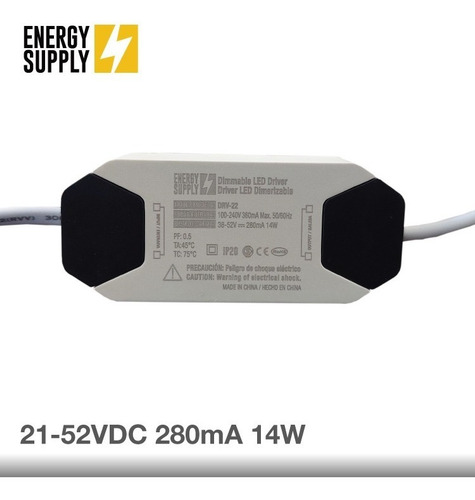 Driver Led 14w Dimeable Atenuable Out Dc 38v 52v 280ma Energy Supply