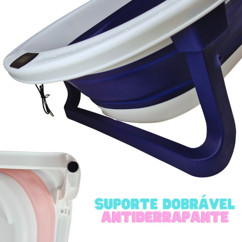 Banheira Banho Infantil Bebe Dobrável Almofada E Termometro