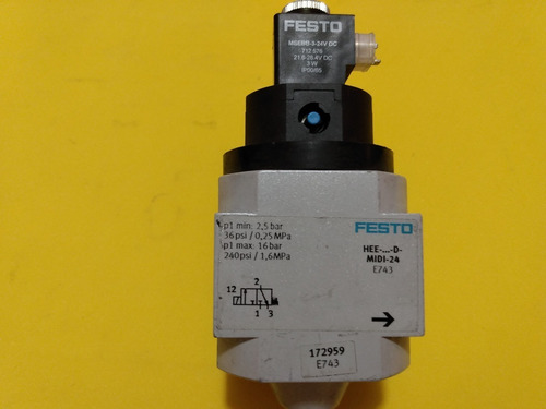 Festo Hee-...-d-mini-24 E 743 Válvula Msebb-3 24vdc (Usado)