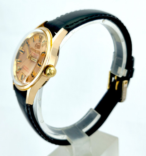Reloj Automático Antiguo, Muy Raro, Hombre O Dama, 32 Mm Negro Dorado Dorado (Usado)