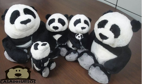 Linda Familia Panda Real De Pelúcia Com Selo Inmetro - 6 Pç