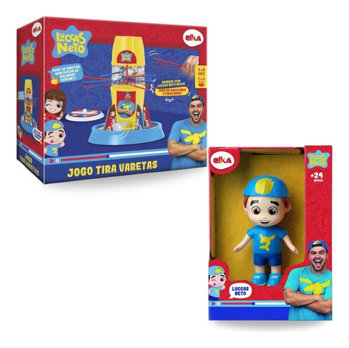 Kit 2 Brinquedos Boneco E Jogo Pega Varetas Luccas Neto Elka