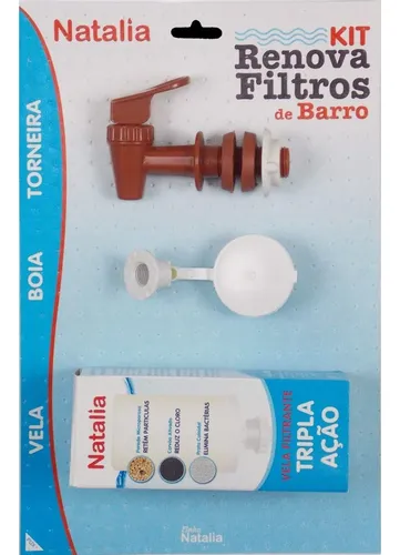 Kit Vela Tripla Ação Filtro De Barro + Boia + Torneira