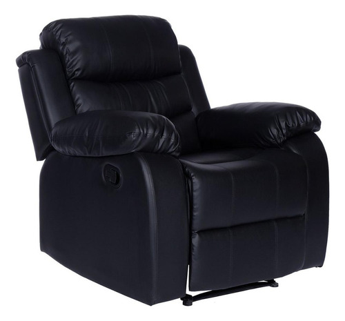 Sillon Reposet Reclinable Individual Tapizado En Simil Cuero Color Negro Diseño de la tela Moderno