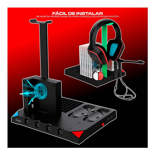 Soporte Vertical Porta Juegos Nintendo Switch Base Cargador
