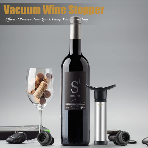 Protector De Vino Con 4 Tapones Al Vacío Reutilizables