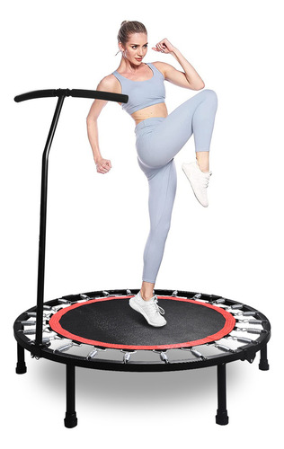 ShawNice Trampolín Brincolín Aeróbicos Fitness Plegable Ajustable U Para Saltos De Gimnasio Trampolín silencioso con Barra de Mango Ajustable para Uso en Exteriores e Interiores