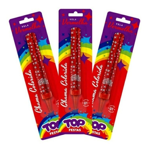 Imagem 6 de 8 de Vela De Aniversário Chama Colorida Top Festas Vulcão
