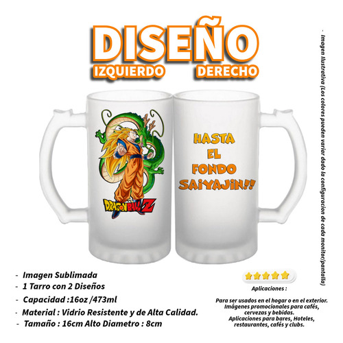 Tarro Cervecero Hasta El Fondo Anime Dbz 16oz 1pz A Elegir