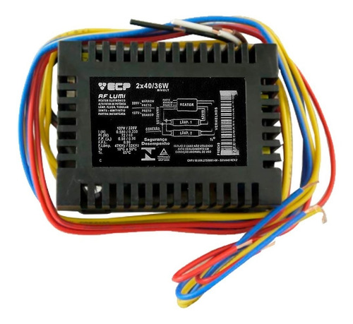 Imagem 2 de 3 de Reator Elétronico Para 2 Lâmpada 2x36/40w Bivolt