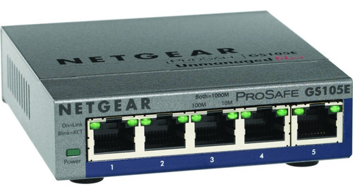 Switch Ethernet Netgear Gs105e-200nas Con 5 Puertos Gigabit