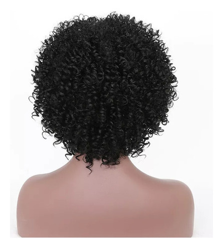 Peruca De Cabelo Humano Curto Tipo Preto Cacho Áfro + Touca