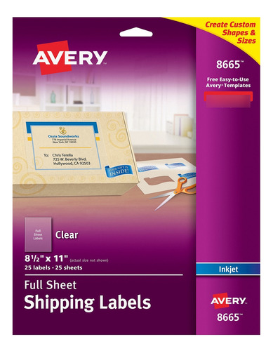 Avery (8665) Etiqueta Env Io Transparente Tama Ño Completo 2