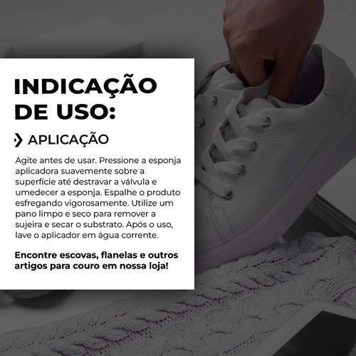 Limpa Tênis Couro Liso Sintético Sapato Limpeza Sem Enxágue