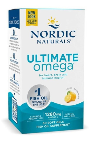 Ultimate Omega 3 1280 Mg 60 Caps + Epa Y Dha Nordic Naturals Sabor Limón