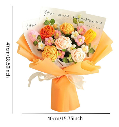 Flores De Crochet Bouquet Centro De Flor Artificial Naranja