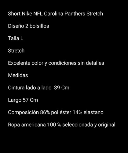 Short Nike Nfl Carolina Panthers Stretch L (Usado)