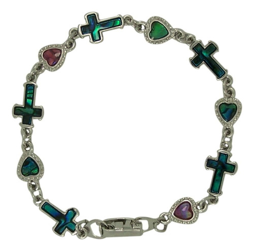 Pulsera Católica Con Cuentas En Forma De Corazón Y Cruz Need