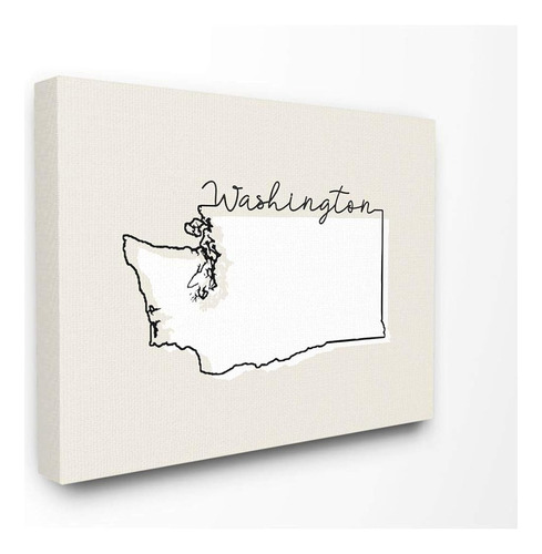 Stupell Industries Washington Home State Map Neutral Print D