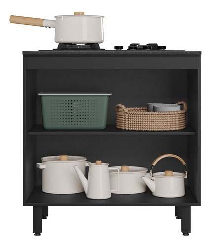 Balcão Multiuso Para Cooktop 4 Ou 5 Bocas 80cm Com 2 Portas