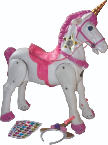 Caballo Pony Unicornio C/diadema Y Calcomanias Para Decorar