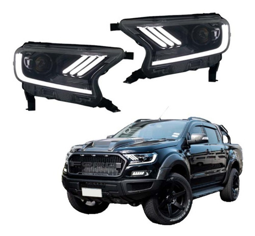 Ópticos Led Tipo Mustang Para Ford Ranger 2016-2019