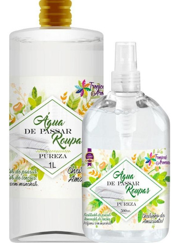 Kit 1,5 Litros Água Perfumada Passar Roupa Cheirinho Pureza