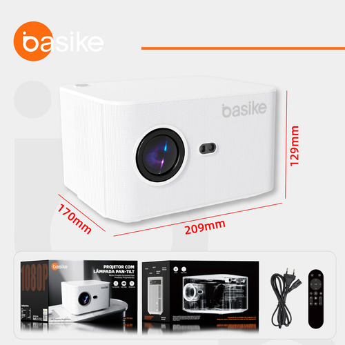 Basike Projetor Hd 4k Android 11 Full 1080p Bluetooth 5.0 Wifi 2.4g + 5g 12000lm Projetor,cinema Em Casa,mini Projetor Inteligente Portátil Compatível Com Ios/android,autofoco