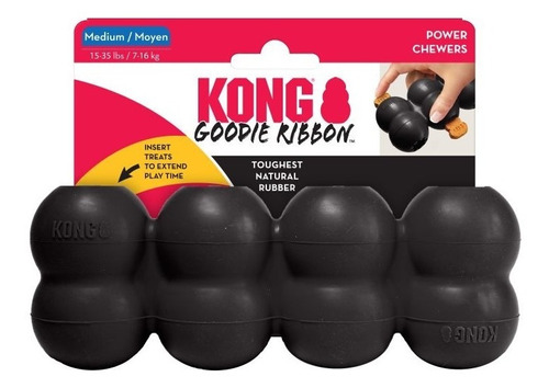 Brinquedo Kong Extreme Goodie Ribbon Grande P/ Cães Cor Preto