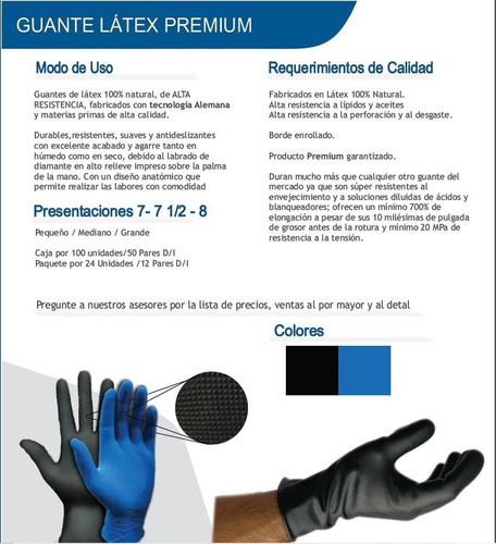 Caja Guantes De Latéx Premium No Quirúrgico Calib10 X 100und