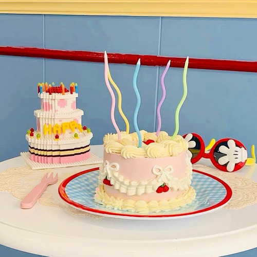 Imagen 2 de 3 de Pack Set Velas Onduladas Pastel X6 Decoracion Torta