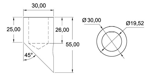 Conector Muro-tubo En 45 Grados Con Base (2 Piezas)
