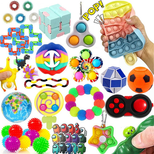 Juego De 48 Juguetes Fidget Toys Completo Pop-up Burbuja Jug