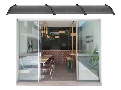 Toldo Policarbonato Alveolar Win Home 4,5 Metros X 1m Fumê Cor Preto