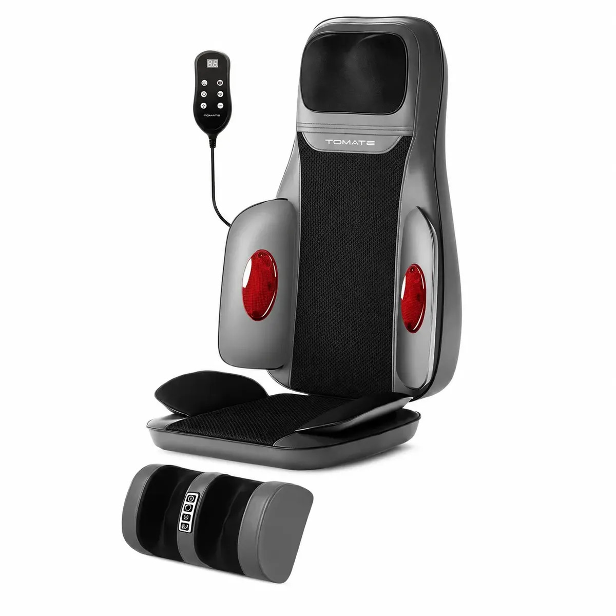 Assento Massageador Shiatsu Tomate: Portátil, com Aquecimento e Vibração para Pescoço, Costas e Pernas