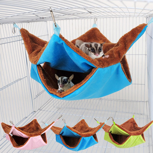 Hamster Hammock Jaula Colgante Casa De Cama Cálida Azul