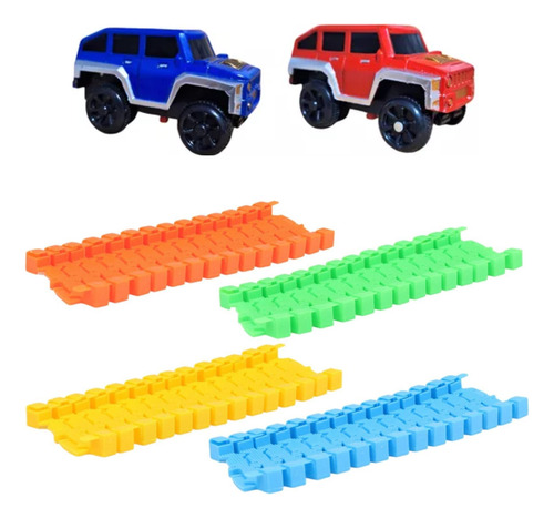 Pista Trilha Maluca Com Carrinho 56 Peças Colorido