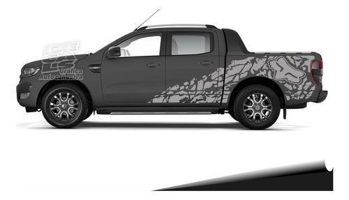 Calco Ford Ranger 2013 - 2023 Fox Laterales Juego Gris Plata