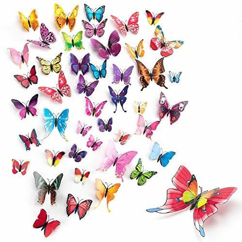 120 Pegatinas De Pared Mariposa Removibles Decoración Niñas