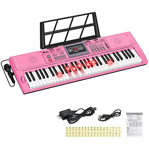 24hocl 61 Keyboard Piano Lighted Keys For Kids Teens Beginne