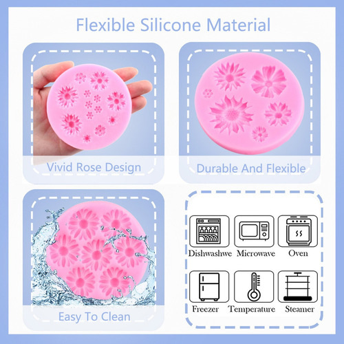 4pcs Molde De Silicona Margarita Fondant Pasta Resina
