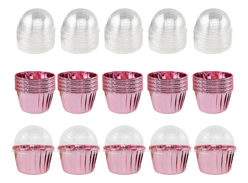 50x Para Cupcakes, Vasos Para Hornear Con Tapas, Oro Rosa