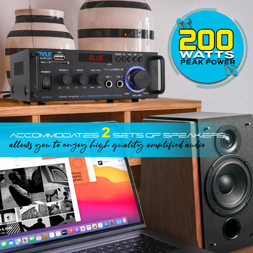 Amplificador De Potencia Estéreo Pyle Pda29bu.5 200w Con Blu