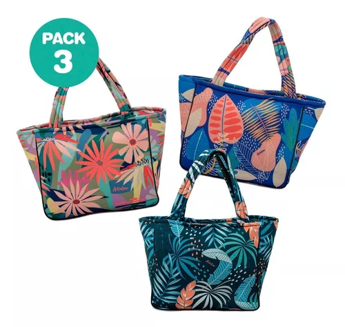 Cartera Bolso Tote Gigante Neoprene Cierre Tropical Mujer