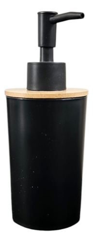 Dispenser Dosificador De Jabon Liquido Con Tapa D Bambu Baño Color Negro