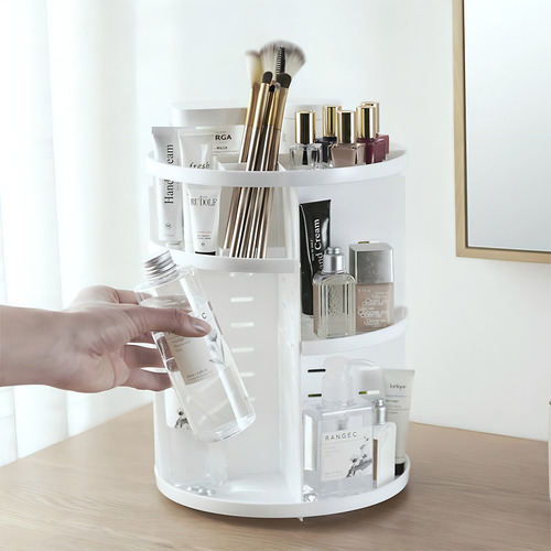 Organizador Maquillaje Cosméticos De Rotación Acrílico 360 Lo Necesito Color Blanco