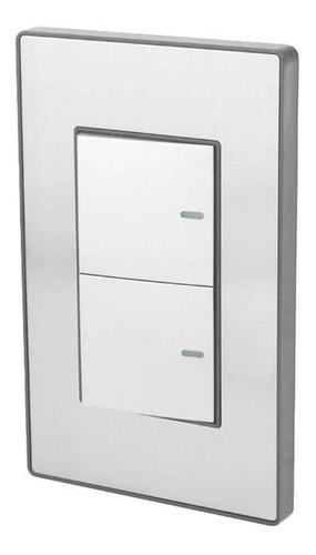 Placa Armada Doble Apagador Sanelec 4635 Cordoba Acero Inox Color Plateado