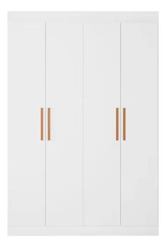 Guarda-roupa Ville 4 Portas 2 Gavetas Bartira  Cor Branco